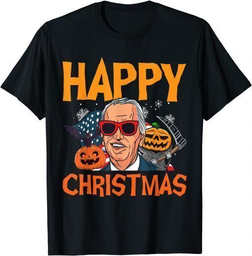 Funny Happy Christmas Funny Anti Joe Biden Gift Tee Shirt