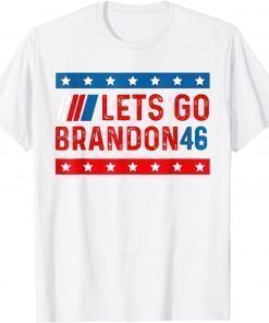 T-Shirt Let's Go Brandon American Flag Impeach Biden white
