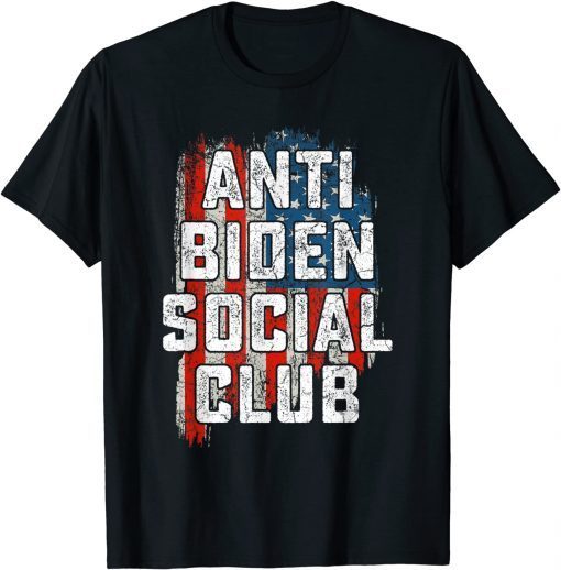 Funny Anti Biden Social Club American Flag Retro Vintage T-Shirt