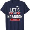Classic Let's Go Brandon Navy Blue Conservative Anti Liberal US Flag TShirt