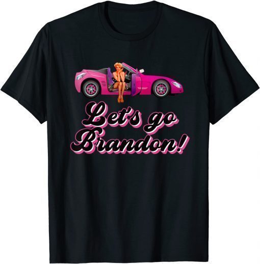 Let's Go Brandon Pink Hotrod Vintage Christmas Anti Biden Gift T-Shirt