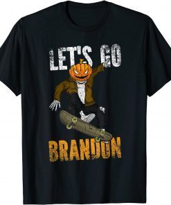 Skull Skateboard Pumpkin Let's Go Brandon Halloween Impeach Shirts