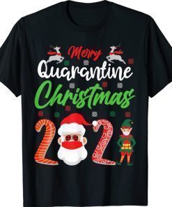 Merry Quarantine Christmas 2021 Elf Santa Claus Face Mask Shirt