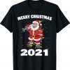 Merry Christmas 2021 Vaccinated Santa In Mask Tree Lights Shirt