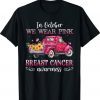 In October We Wear Pink Ribbon Leopard Truck Breast Cancer Shirt