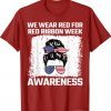 We Wear red For Red Ribbon Week Awareness US Flag Shirt