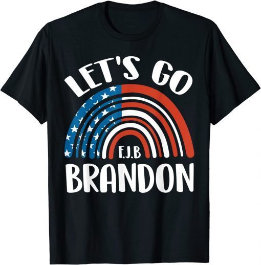 2021 Let's Go Brandon Conservative Anti Liberal US Flag Rainbow, Impeach 46 Gift TShirt