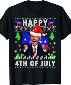 Funny Santa Joe Biden Happy 4th of July Ugly Christmas Sweater Shirts