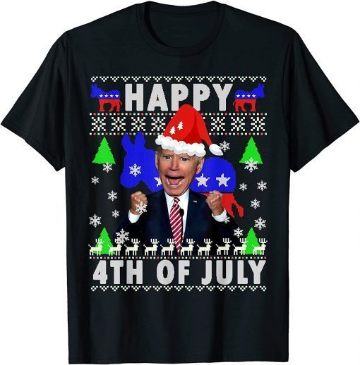 Funny Santa Joe Biden Happy 4th of July Ugly Christmas Sweater Shirts