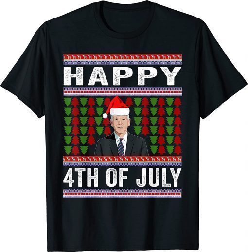 Happy 4th of July Ugly Christmas Santa Joe Biden Gift T-Shirt