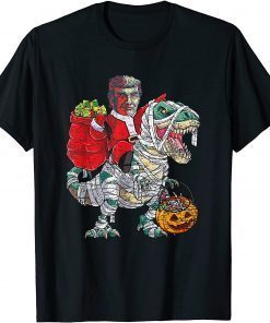 Official Santa Trump Riding Dinosaur T rex Christmas Boys Men Xmas Tee Shirts