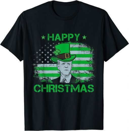 Classic Joe Biden Happy Christmas Leprechaun Biden USA Flag T-Shirt