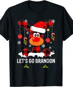 2021 Lets Go Biden Brandon Buffalo Red Plaid Reindeer Christmas T-Shirt