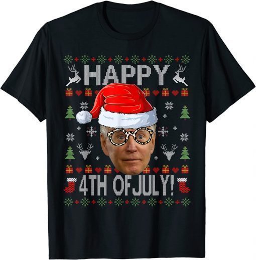 Funny Santa Joe Biden Happy 4th of July Ugly Christmas Gift 2022 T-Shirt