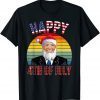 Funny Happy 4th July Meme Christmas 2021 Biden Santa Hat Fun Xmas T-Shirt