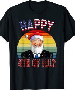 Funny Happy 4th July Meme Christmas 2021 Biden Santa Hat Fun Xmas T-Shirt