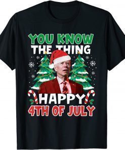 President Joe Biden Santa Hat Happy 4th July Funny Christmas T-Shirt