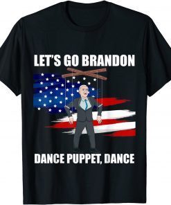 Funny Let’s Go Brandon Funny Biden Puppet USA Flag Conservative T-Shirt