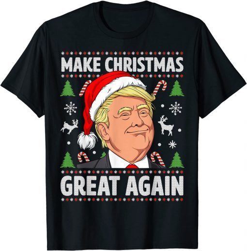 2021 Make Christmas Great Again Funny Trump Ugly Christmas Men T-Shirt