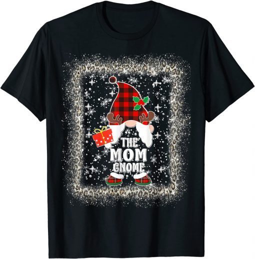 Funny Mom Gnome Leopard Plaid Matching Family Christmas T-Shirt