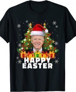 Funny Joe Biden Santa Confused Happy Easter Funny Ugly Christmas TShirt