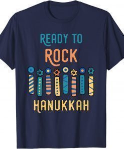 Ready To Rock Hanukkah Pajamakah Menorah Nine Candles Gift Tee Shirts