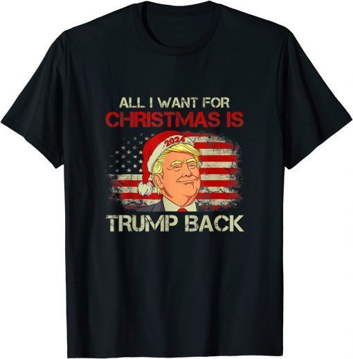 Classic All I Want for Christmas Is Trump Back in 2024 American Flag T-Shirt