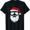 Official Santa Claus face Sunglasses with Hat Beard Christmas TShirt