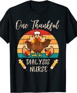 2021 One Thankful Dialysis Nurse Thanksgiving turkey Vintage men T-Shirt