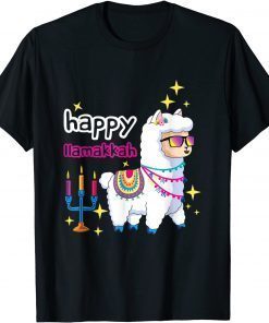 2021 Happy Llamakkah Llama Candles Alpaca Menorah Jewish TShirt