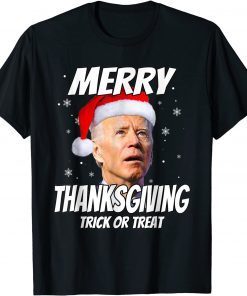 Santa Biden Merry Thanksgiving Trick Or Treat Christmas meme T-Shirt