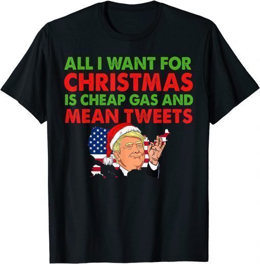 Funny All I Want For Christmas Is Cheap Gas Mean Tweets Funny US Gift T-Shirt