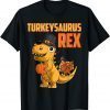 Official Kids Turkeysaurus Rex Turkey Dino Toddler Boys Thanksgiving Gift Tee Shirts