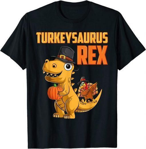 Official Kids Turkeysaurus Rex Turkey Dino Toddler Boys Thanksgiving Gift Tee Shirts