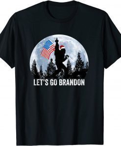 Lets Go Brandon Christmas Bigfoot Middle Finger America Flag Unisex TShirt
