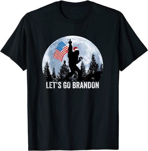 Lets Go Brandon Christmas Bigfoot Middle Finger America Flag Unisex TShirt