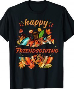 T-Shirt Happy Friendsgiving Plaid Leopard Pumpkin Thanksgiving