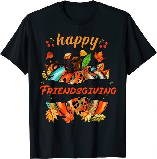 T-Shirt Happy Friendsgiving Plaid Leopard Pumpkin Thanksgiving