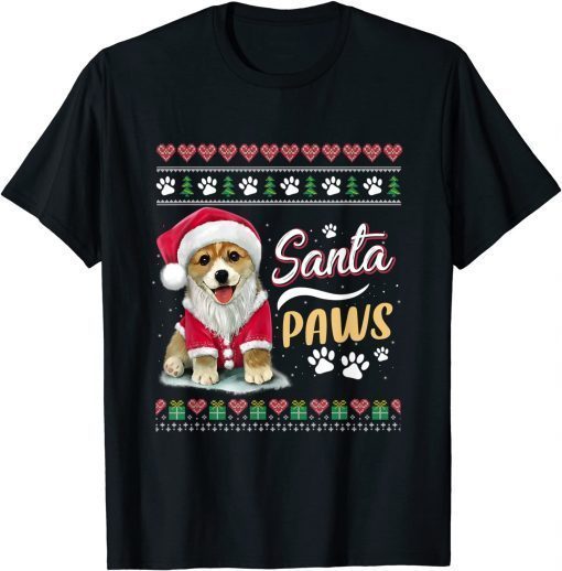 2021 Santa Paws Christmas Dog Merry Christmas Funny Xmas T-Shirt