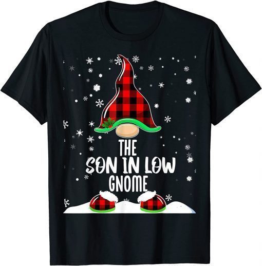 T-Shirt Red Buffalo Plaid Son In Law Gnome Matching Family Christmas