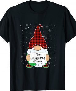 Funny Grandma Gnome Family Christmas Gnome Buffalo Plaid Xmas T-Shirt