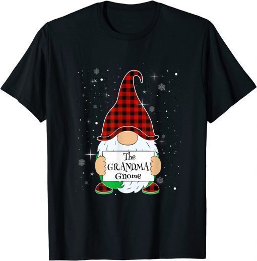 Funny Grandma Gnome Family Christmas Gnome Buffalo Plaid Xmas T-Shirt