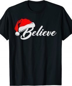 2021 Family Christmas Believe Santa Claus Cute Xmas Holiday Shirts