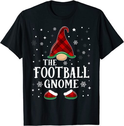 Classic Football Gnome Buffalo Plaid Matching Family Christmas TShirt