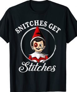 Christmas Elf Boy Snitches Get Stitches Xmas Shirt
