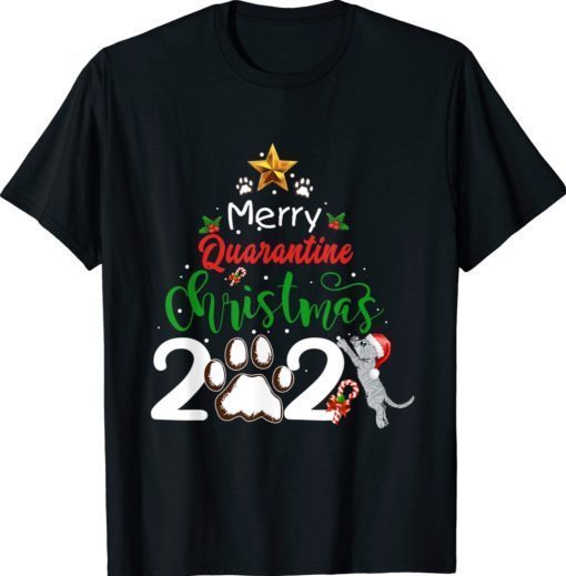 Merry Quarantine cat Family Christmas 2021 Shirt