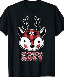Cozy Buffalo Plaid Reindeer Funny Shirt