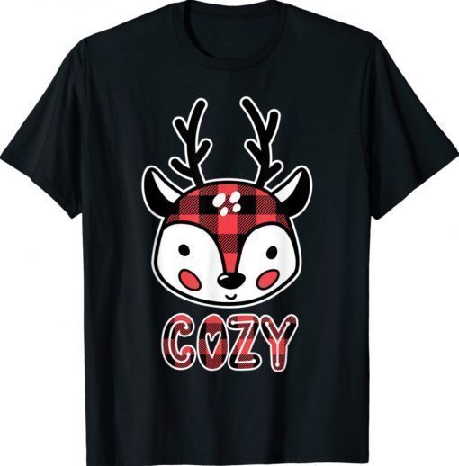 Cozy Buffalo Plaid Reindeer Funny Shirt