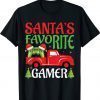 Santa's Favorite Gamer Christmas Gaming Santa Hat Pajama Shirt
