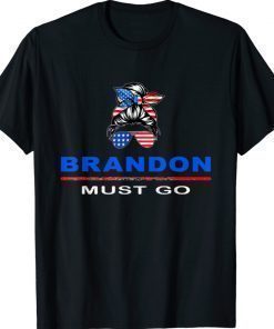 Brandon Must Go Messy Bun America Flag Shirt